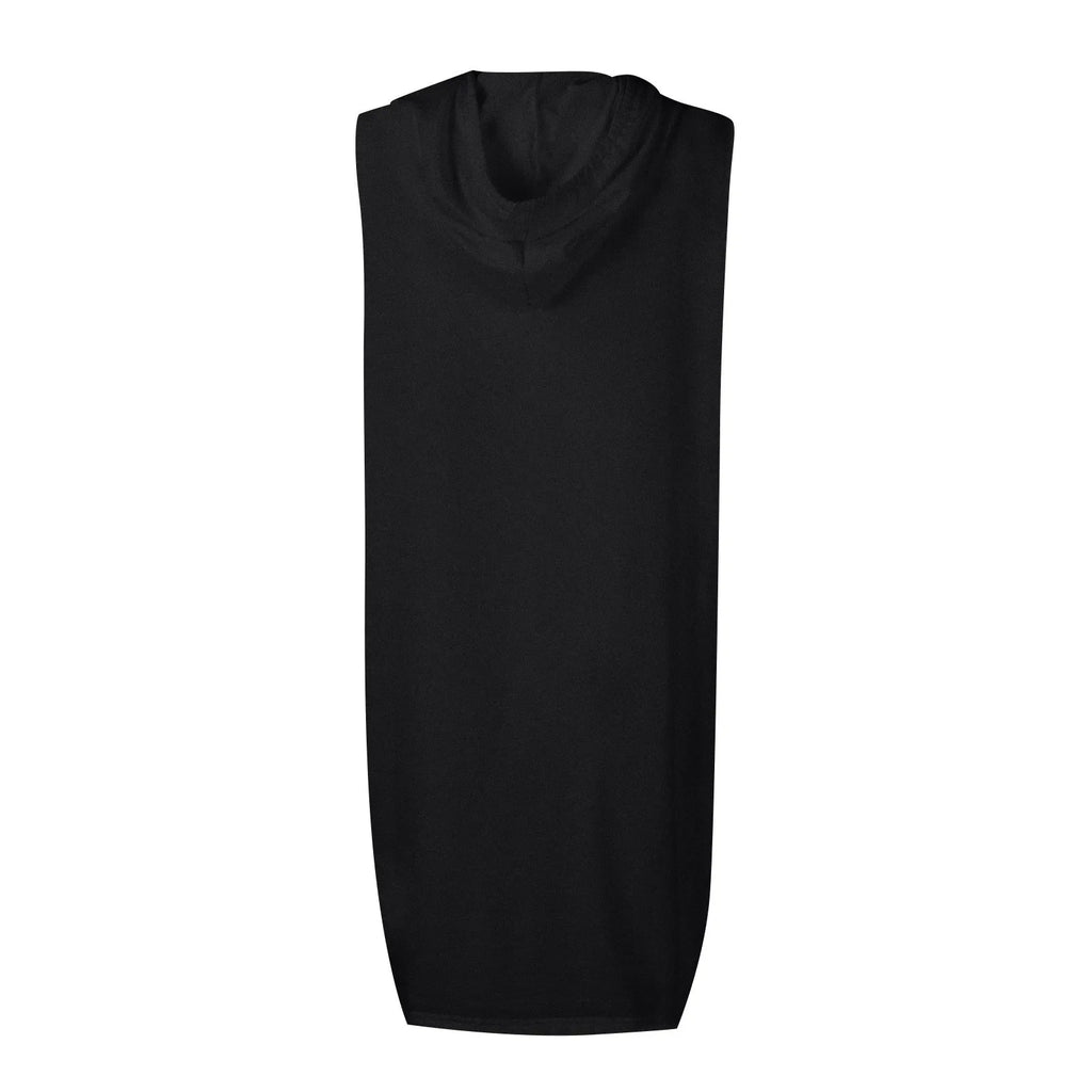 Womens Sleeveless Hoodie Dress With Drawstring Streetwear