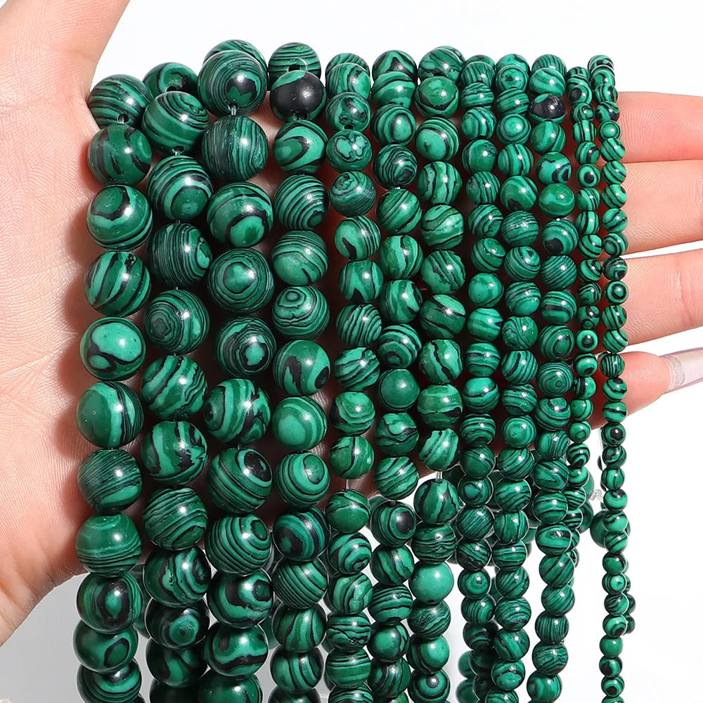 Natural Green Malachite Stone Beads for Jewelry Making 4mm 6mm 8mm 10mm 12mm Loose Spacer Beads for Bracelets and Necklaces