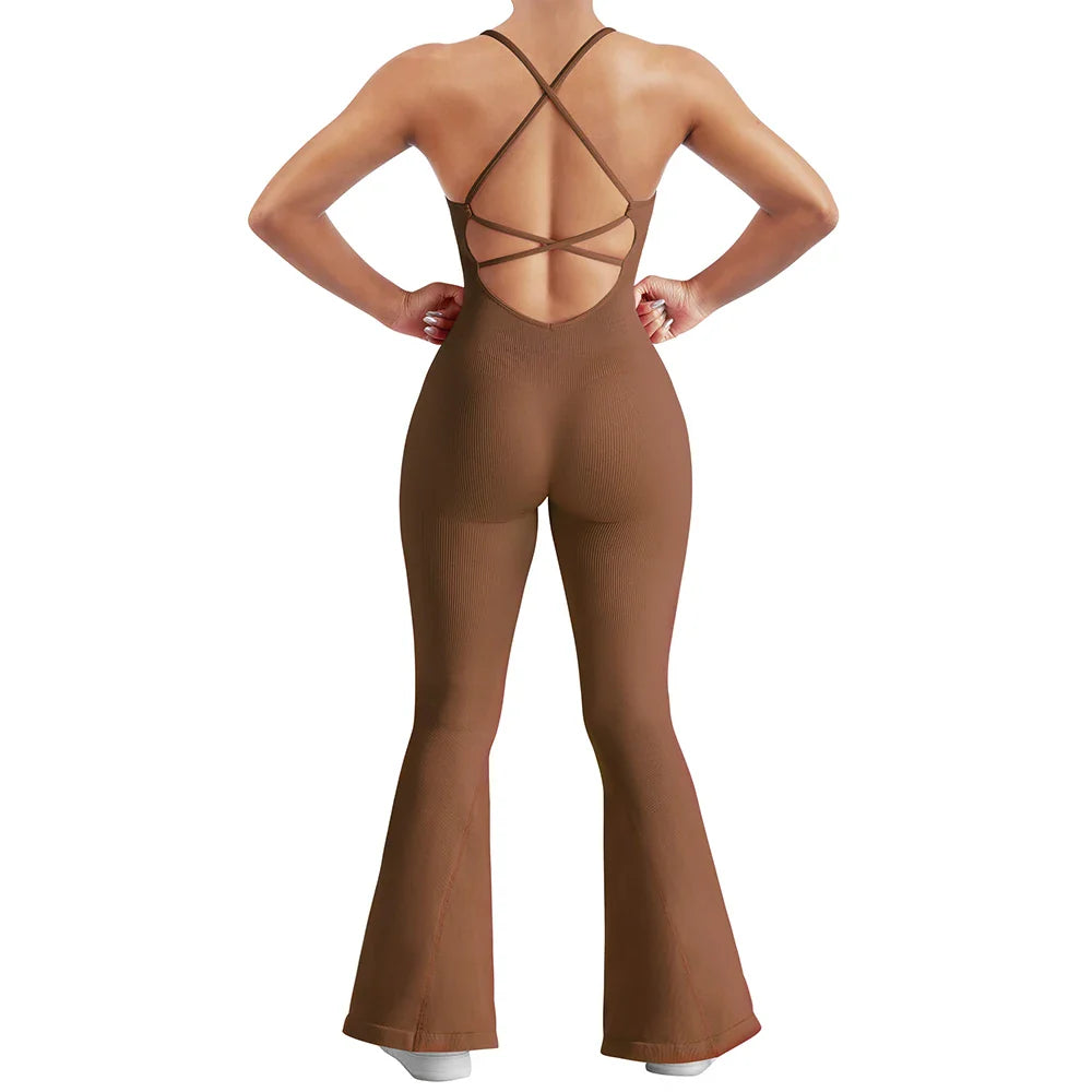 Solid Body-Shaping Sleeveless Skinny Jumpsuit Women Casual Square Collar One Piece Romper Sporty Bodysuit