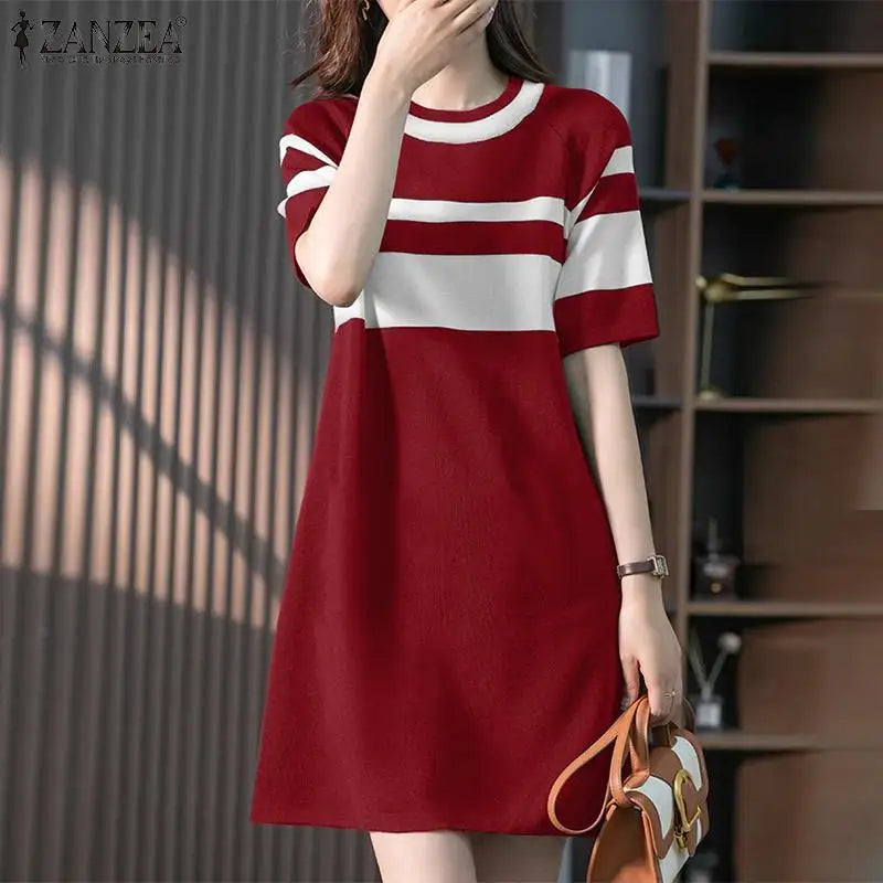 Knee Length Summer Patchwork Sundress Casual For Women
