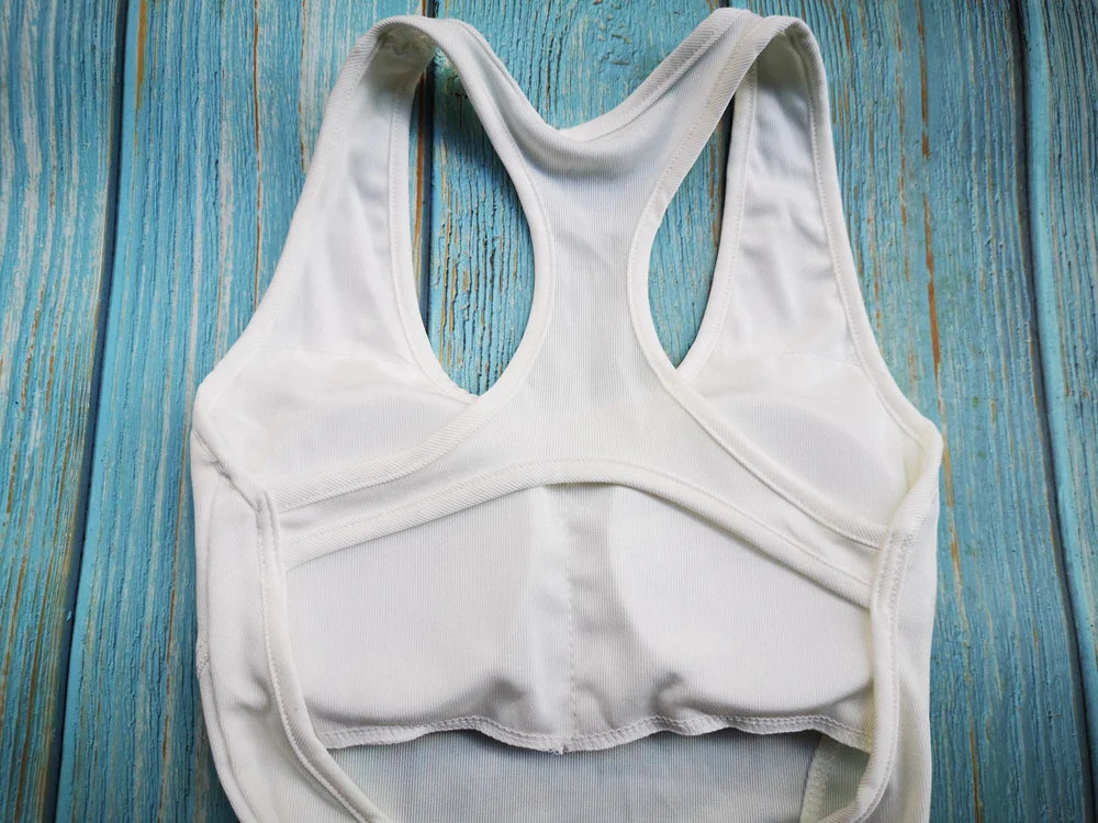 Women Sleeveless Yoga Playsuit Low Neck Slim Fit Stretch Short Jumpsuit with Chest Pads One Piece Romper Sportwear