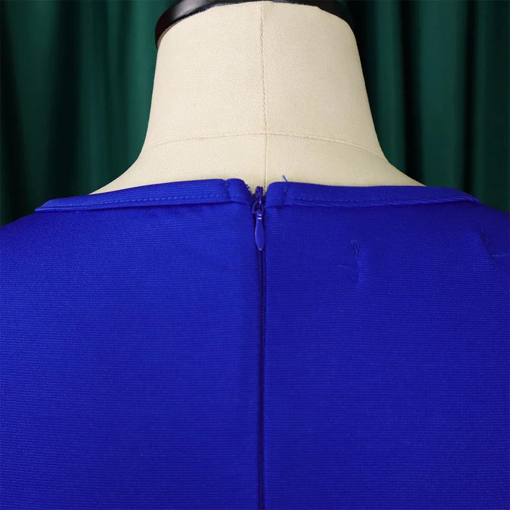 Elegant Womens Belted Round Neck Ruffle Sleeve Midi Dress