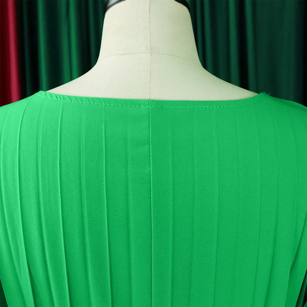 Elegant Two-Piece Women's Pants Set with O Neck Full Sleeve Blouse and High Waisted Wide Leg Trousers Fashionable Matching Outfit