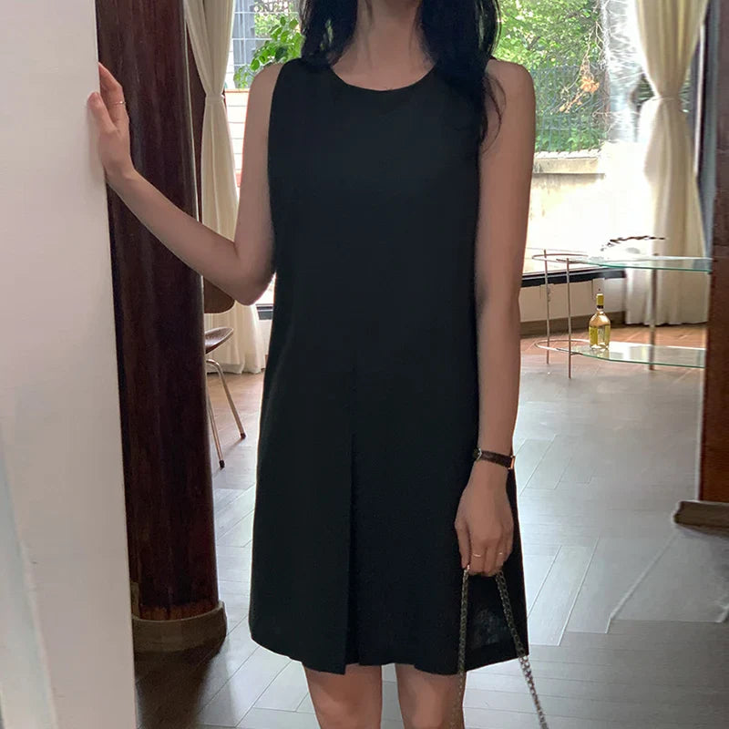 Women Sleeveless Sundress With Pockets Knee Length Casual