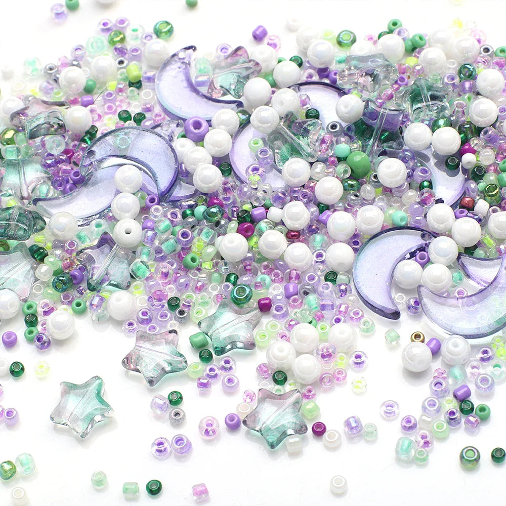 Mixed Star and Moon Crystal Glass Beads for DIY Jewelry Making Craft Bracelets Necklaces and Earrings
