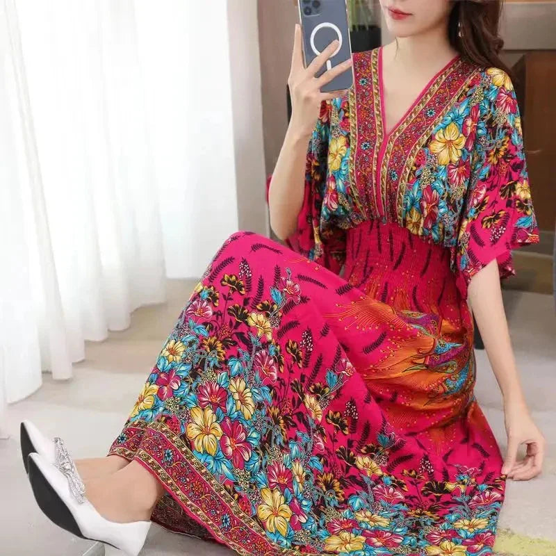 Elegant Floral Print Dress For Women Party Beach Vacation