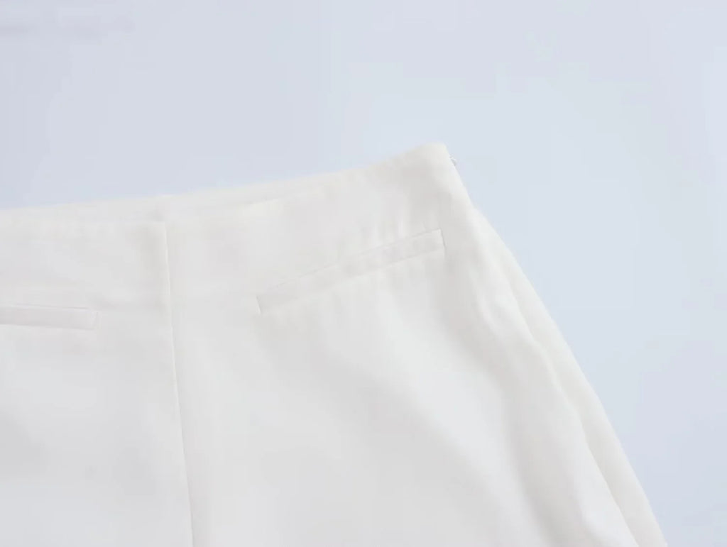 Women's Casual Black Sleeveless Split Design Vest Pants Set with Belt for Autumn Commuting