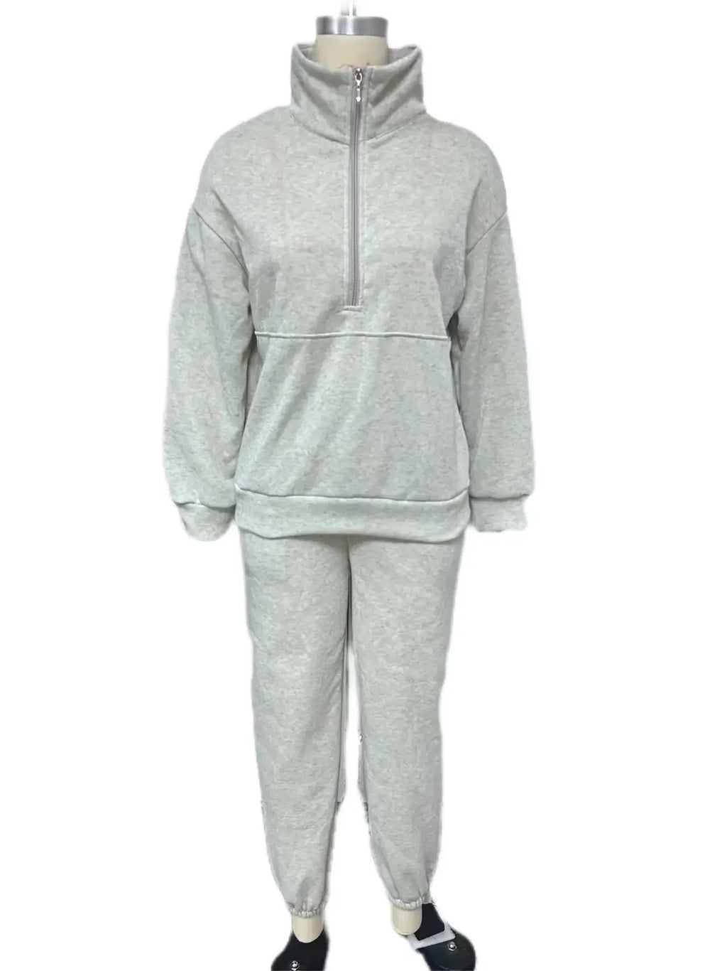 Casual Fleece Two Piece Tracksuit Set for Women with Long Sleeve Hoodie and Trousers