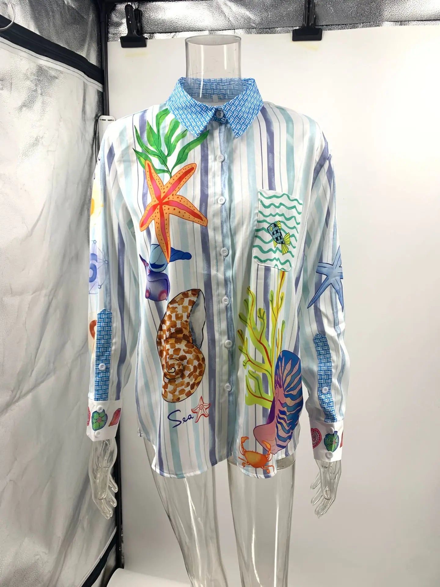 Bohemian Satin Print Two Piece Set for Women with Casual Long Sleeve Shirt and Wide Leg Pants Perfect for Summer Beach Outfits