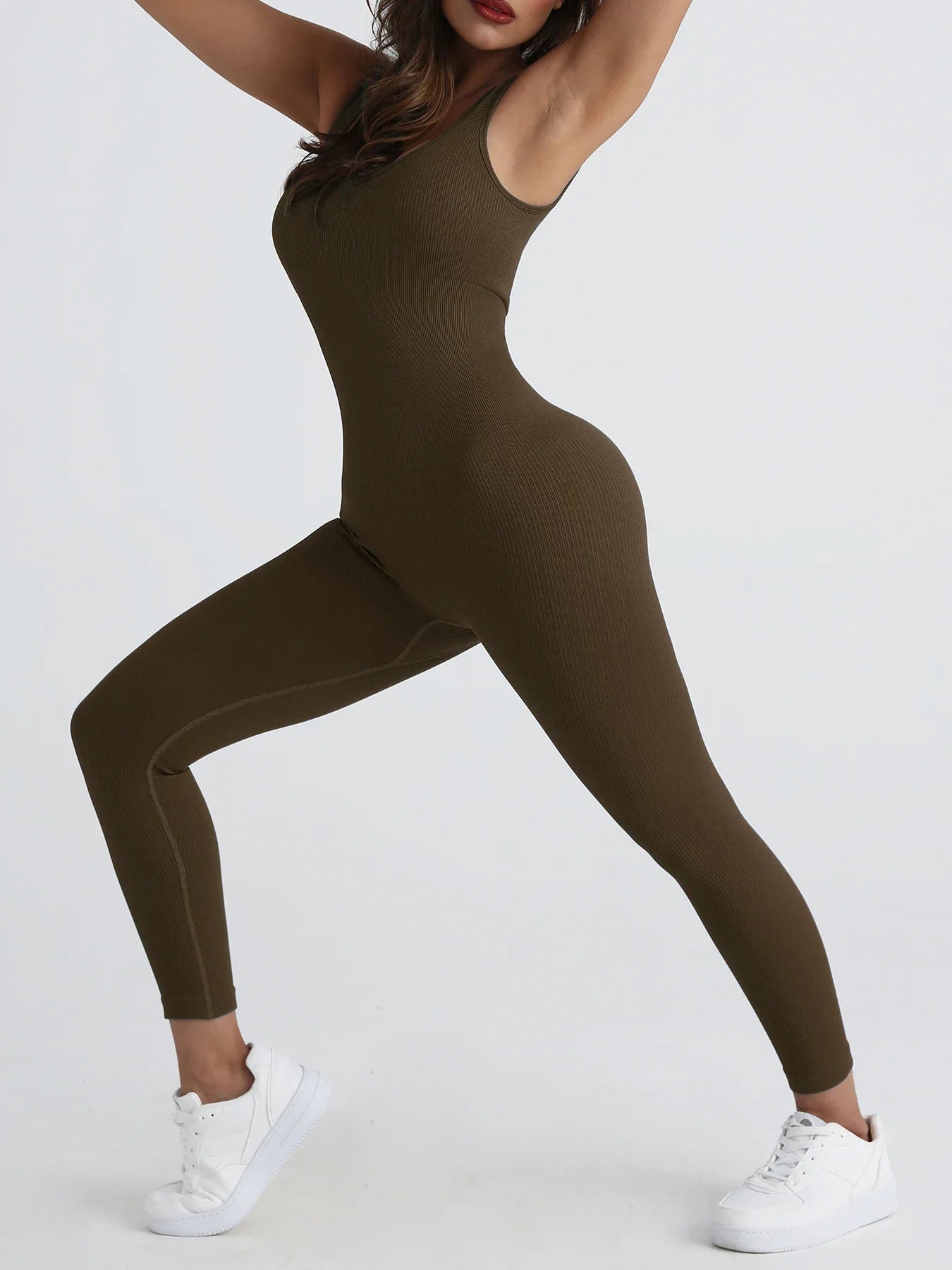 Women's Fitness Seamless Sleeveless Jumpsuit with Corset Waist Casual Outdoor One-Piece Overalls Pants Set