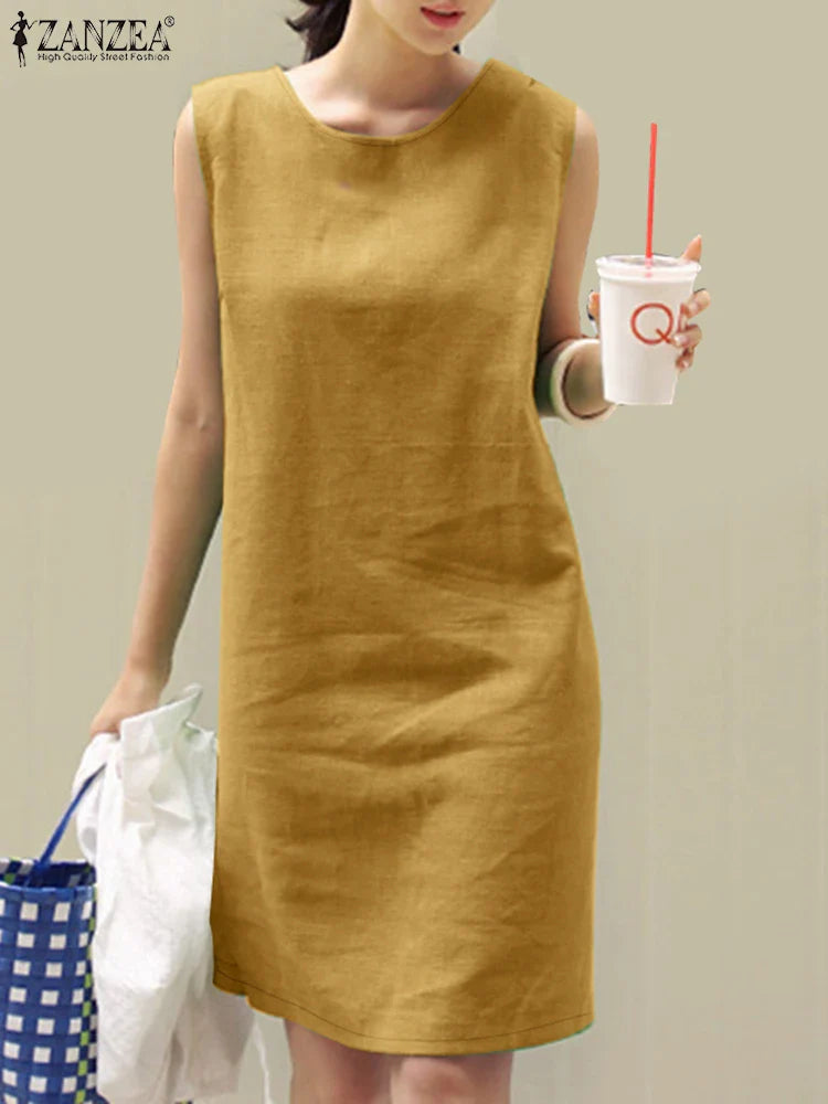 Casual Cotton Sundress For Women Sleeveless Summer Dress