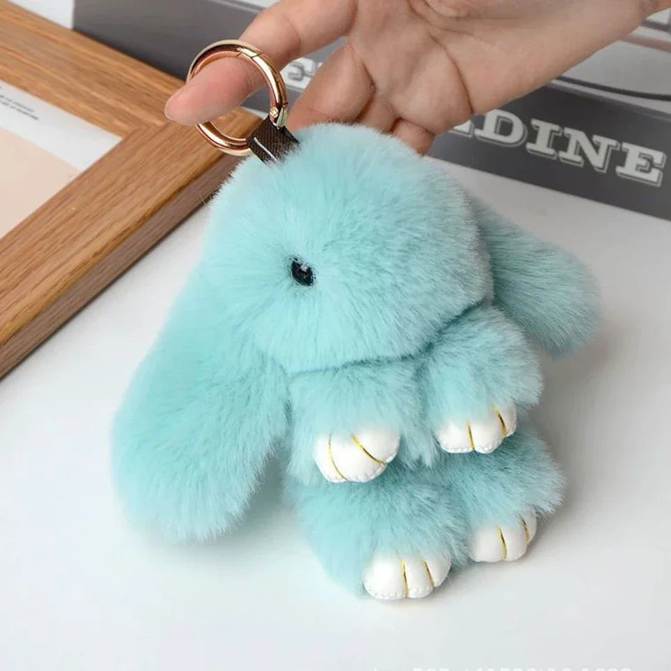 Fluffy Rabbit Fur Pompon Bunny Keychain Soft Cute Rabbit Toy Bag Decoration Gift for Girls