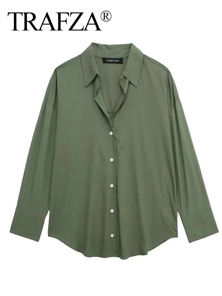 Women's Vintage Long Sleeve Blouse Oversized Striped V Neck Office Shirt Elegant Textured Top