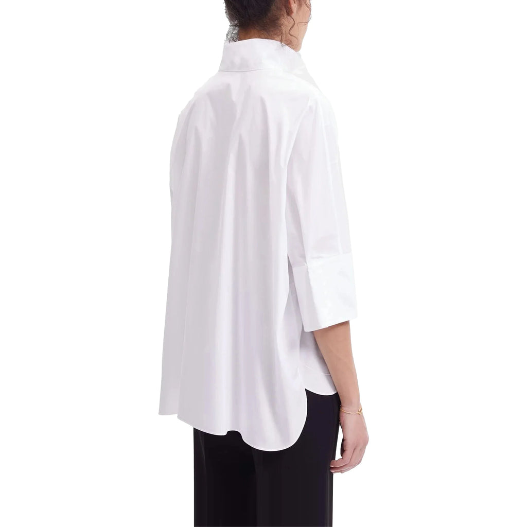 Women's Elegant V-Neck Puff Sleeve Blouse Lightweight Summer White Shirt Casual Office Tunic Top