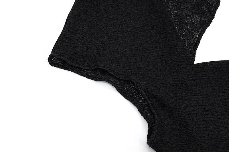 Square Collar Backless Crop Top for Women Short Sleeve Elegant Streetwear Tees