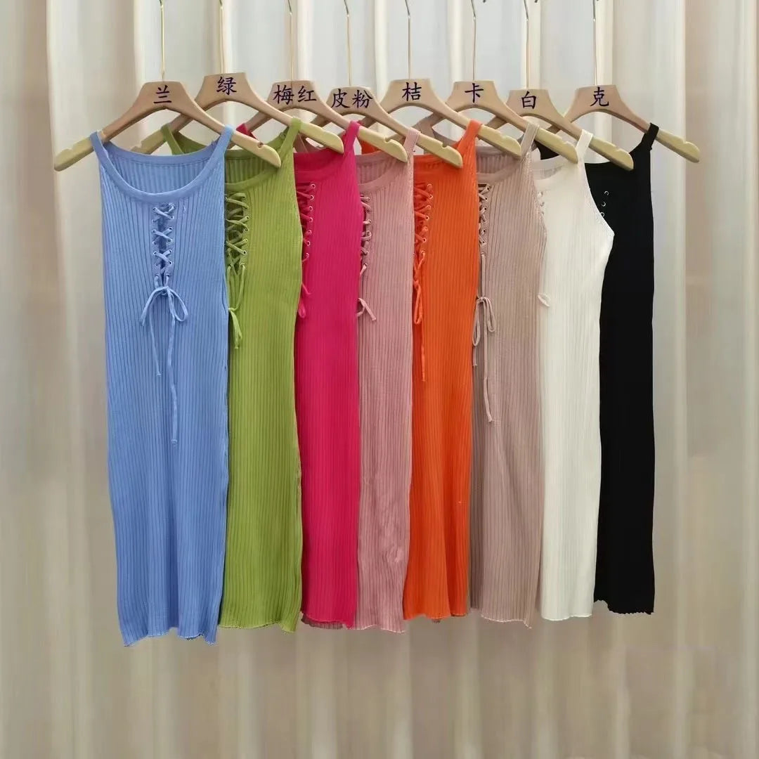 Bandage Dress Women Knitted Bodycon Mini Dress Summer Party