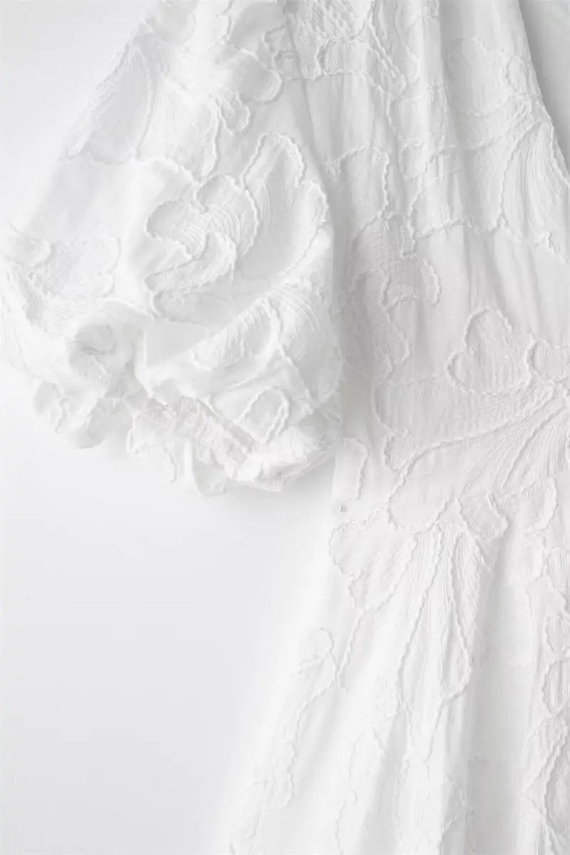 Summer Embroidered Dress V Neck Slim Mini Chic Classic