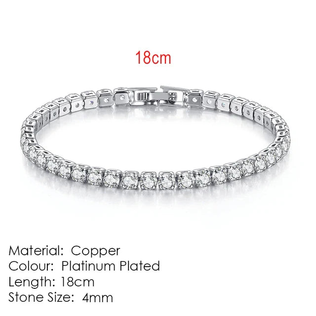 Zircon Tennis Bracelet for Women and Men with Silver Color 2.5mm 3mm 4mm 5mm Dazzling Crystal Hand Chain Wedding Gift Fashion Jewelry