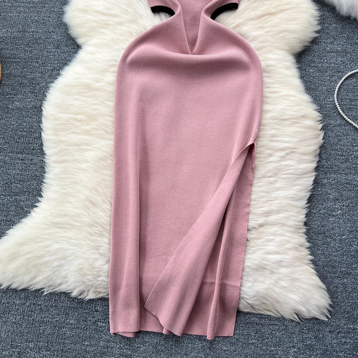 Sexy Cutout Waist Bodycon Dress Knitted Summer Sundress