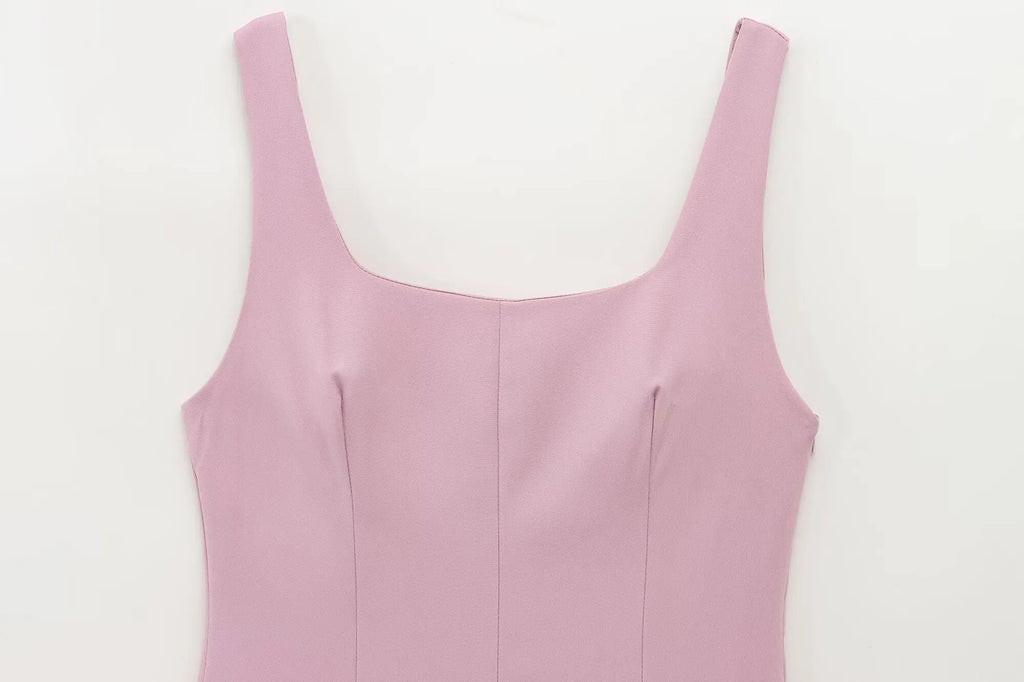 Elegant Womens Sleeveless Solid Mini Dress With Pleated Hem