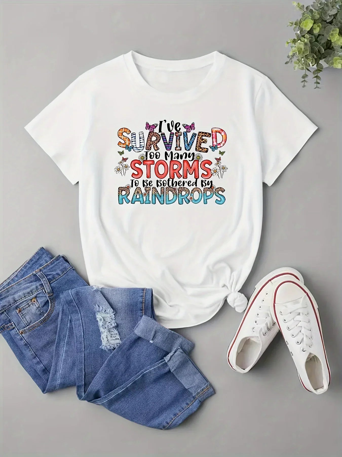 Plus Size Colorblock Letter Print T-Shirt Casual Short Sleeve Top for Women