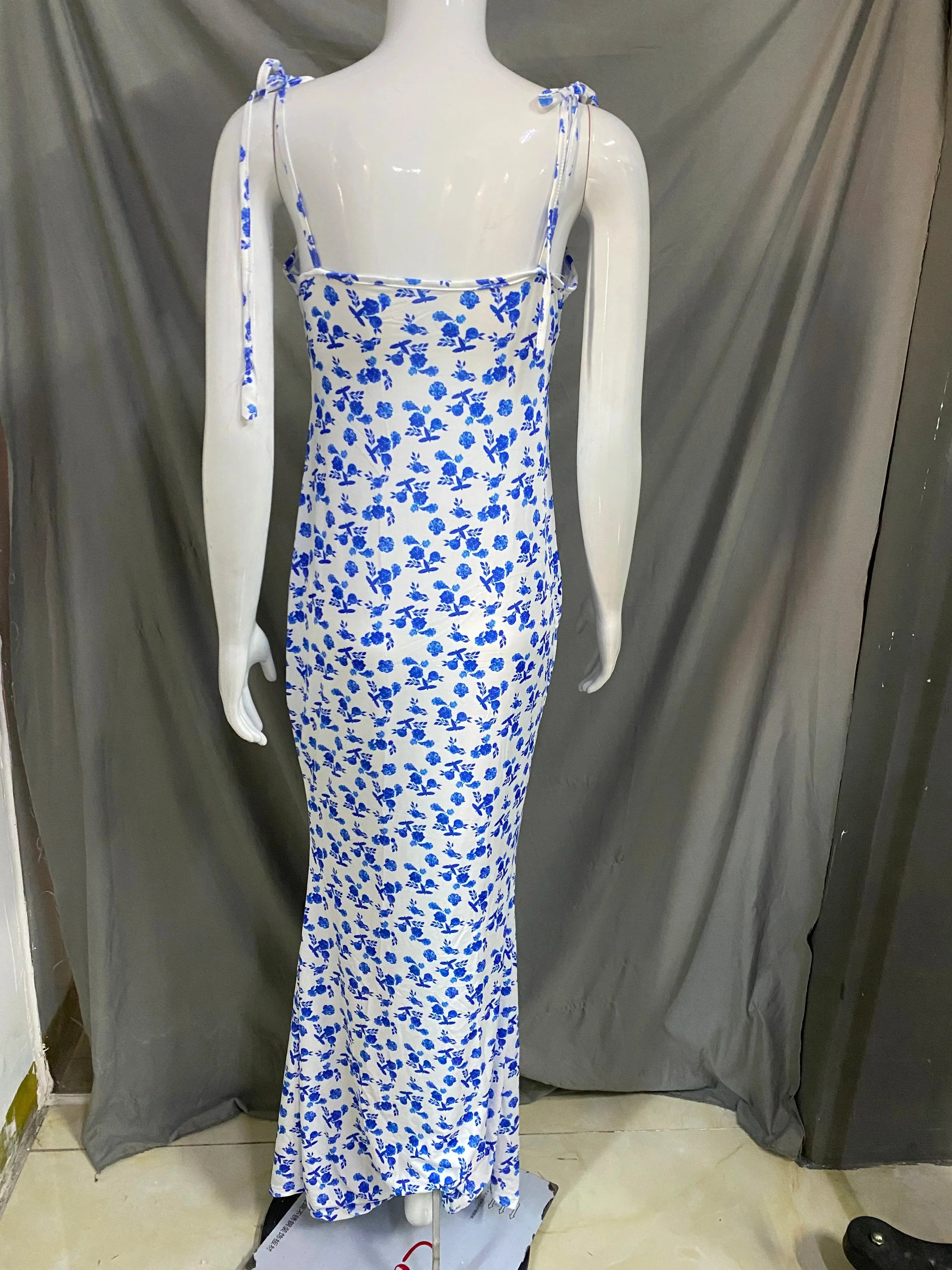 Floral Suspender Dress Slim Fit For Women Country Style