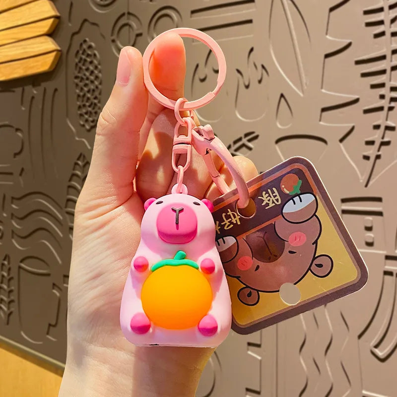 Kawaii Capybara Luminous Keychain Mini Doll Warm Light Toy