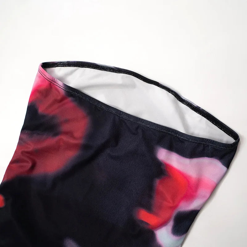 Tie Dye Strapless Backless Bodycon Mini Dress for Party