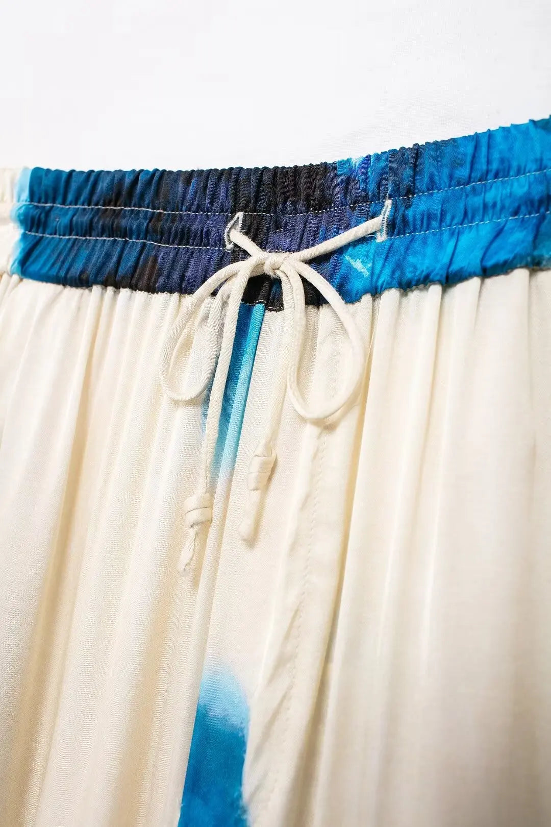 Trendy Summer Suit for Women with Printed Turn-Down Collar Long Sleeve Shirt and Elastic Waist Lace-Up Pants