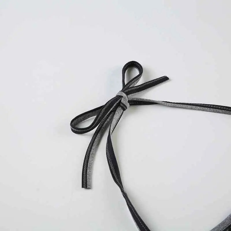 Casual Striped Two Piece Set for Women Slim Fit Backless Bandage Halter Top with Low-Waisted Shorts Summer Lounge Wear