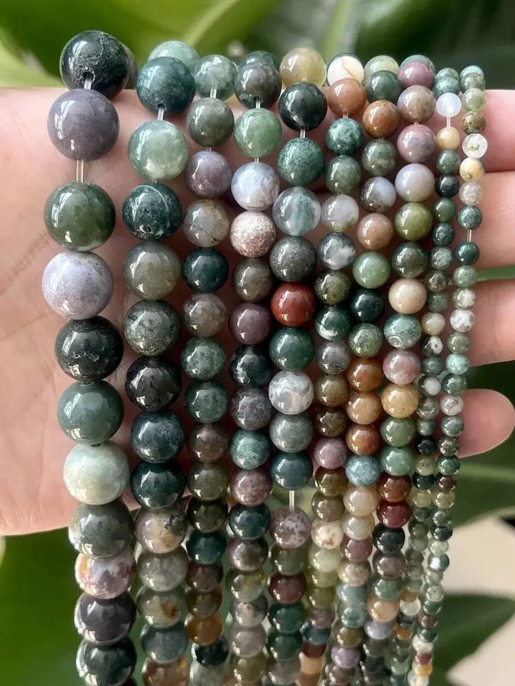 Natural Indian Agate Round Loose Spacer Beads for Jewelry Making and DIY Charm Bracelets and Necklaces