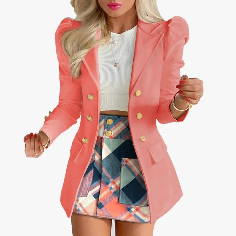 Elegant Plaid Two-Piece Mini Dress Set for Women Casual Chic Skirt and Jacket Outfit Spring Autumn Fashion