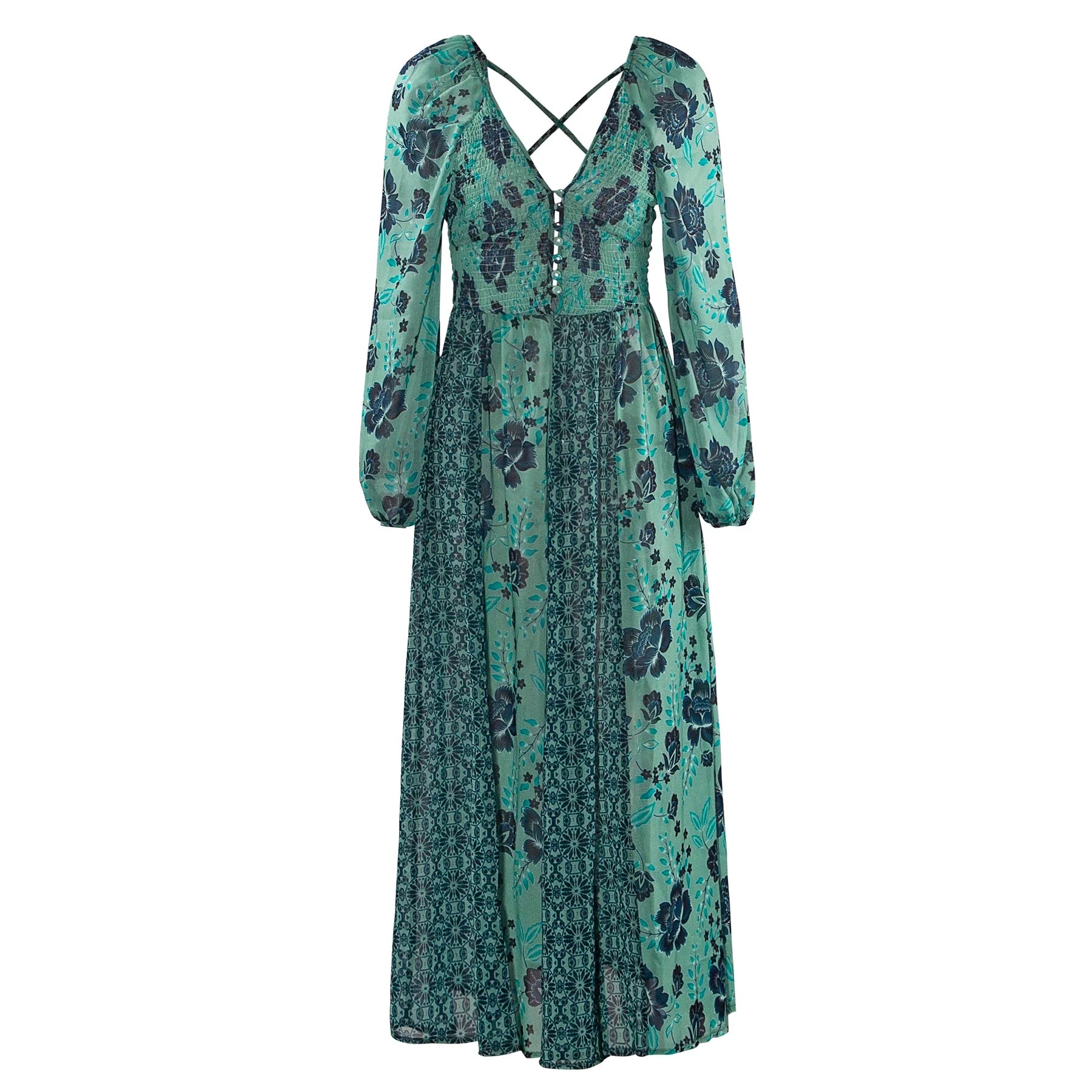 Boho Floral Summer Maxi Dress For Women Beach Wrap Dress