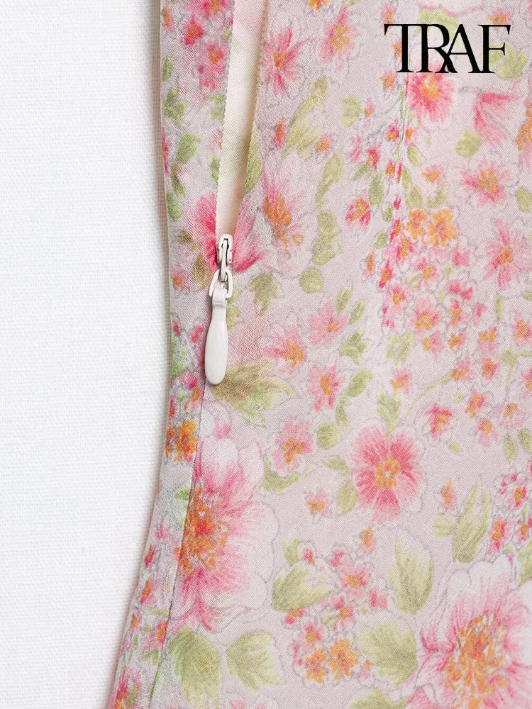 Floral Sweetheart Neck Mini Dress For Beach Party Wear