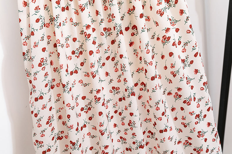 Floral Chiffon Midi Dress Printed For Women Short Sleeve