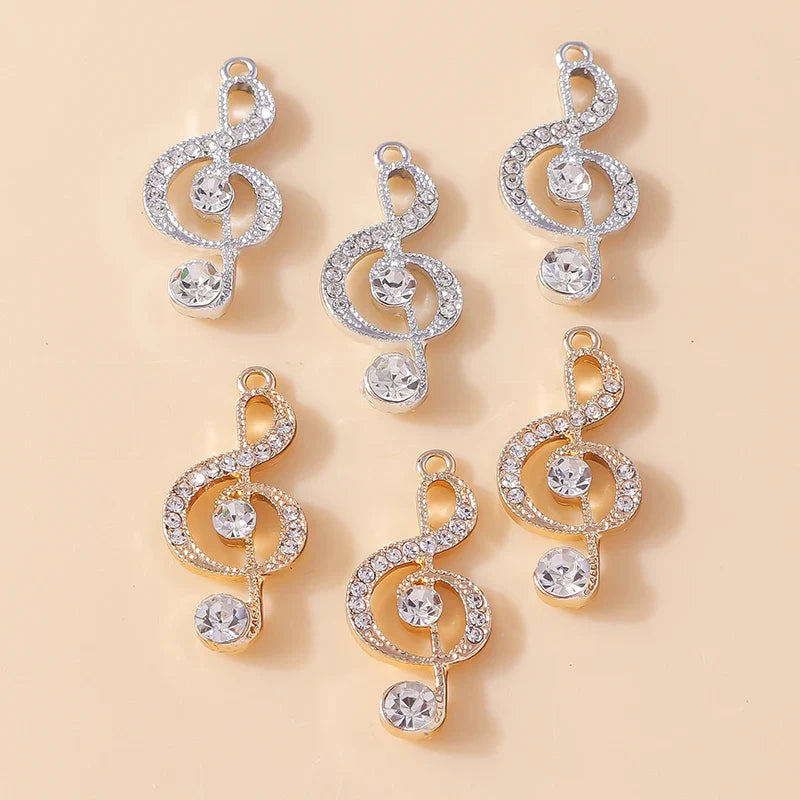 10 Pieces Delicate Crystal Music Note Charms for DIY Jewelry Making Necklaces and Earrings