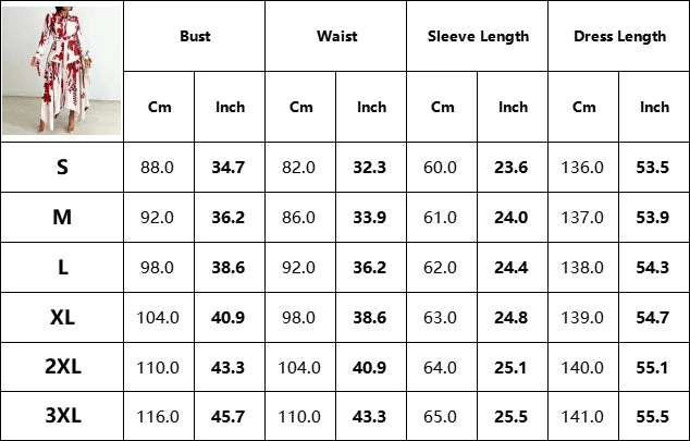 Printed Dress For Women Elegant Turn Collar Ankle Length