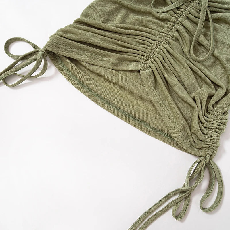 Peach Backless Bodycon Dress With Spaghetti Straps Party