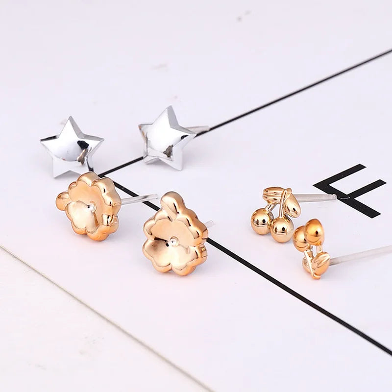 18 Pairs Gold Silver Enamel Pearl Flower Heart Stud Earrings Set for Women Colorful Butterfly Jewelry Gift Mix Styles