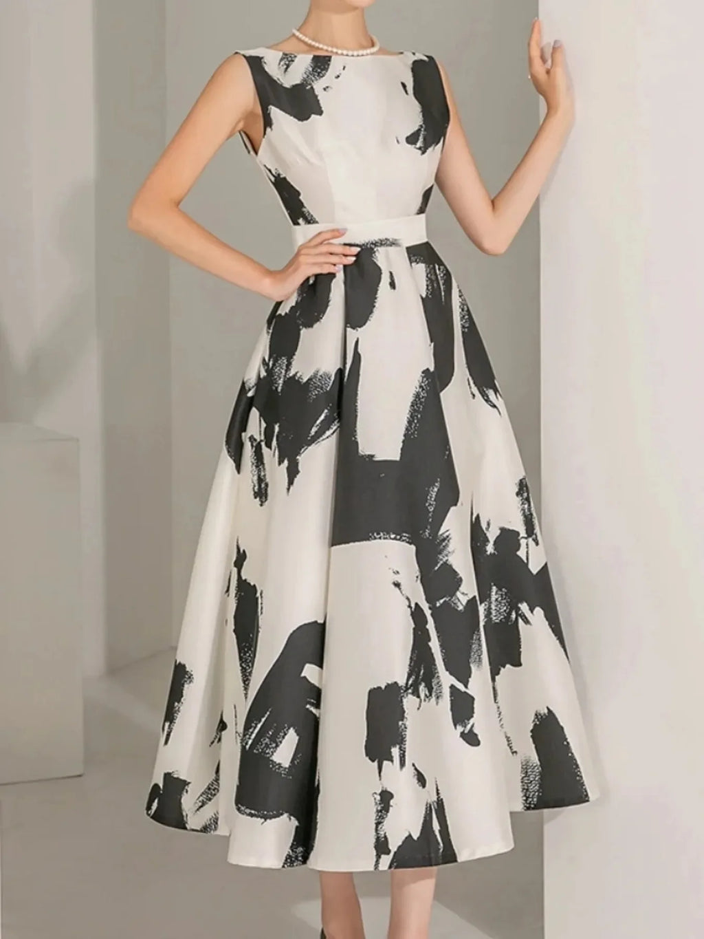 Women Sleeveless Midi Dress A Line For Party Casual Summer