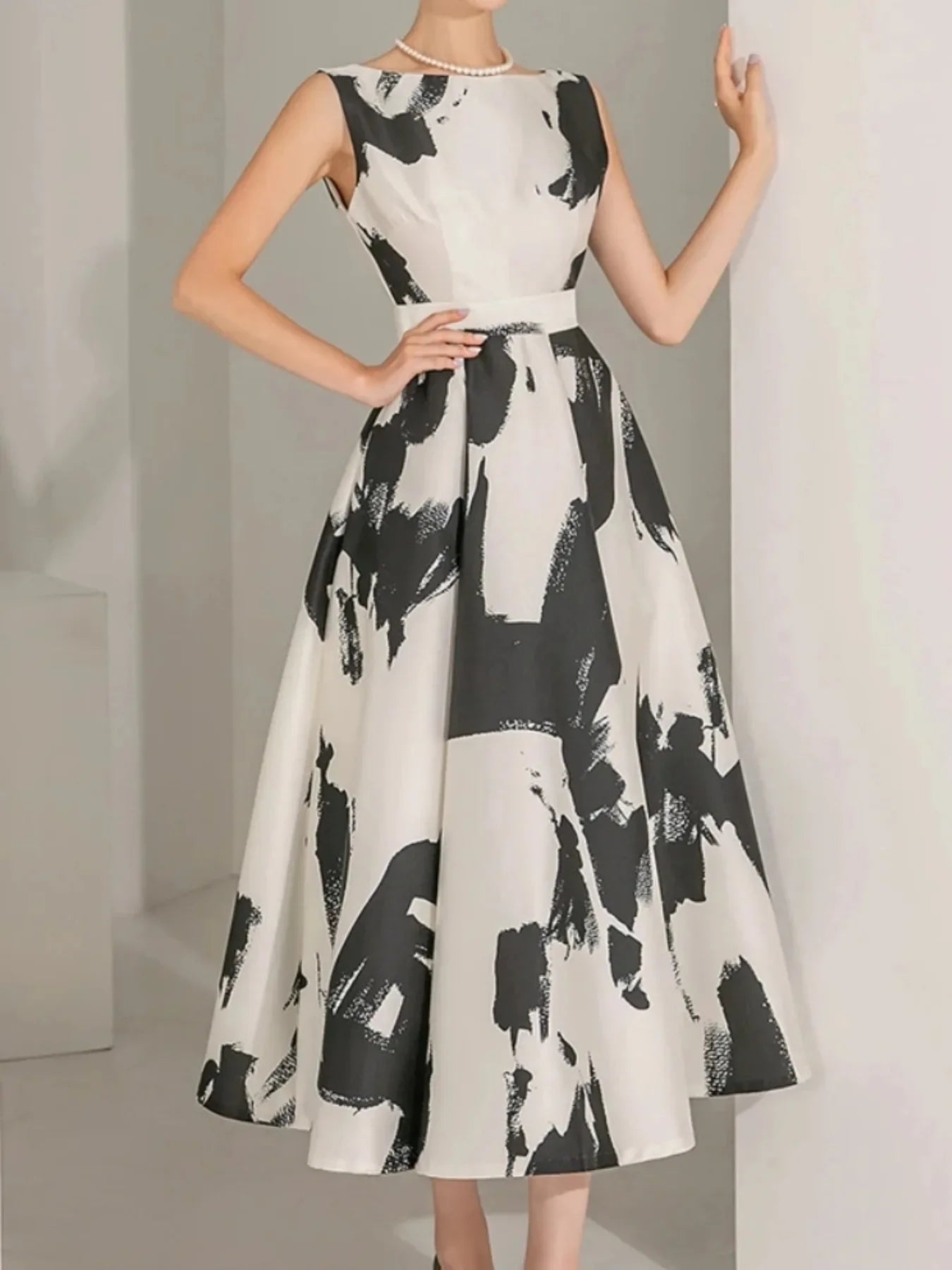 Women Sleeveless Midi Dress A Line For Party Casual Summer