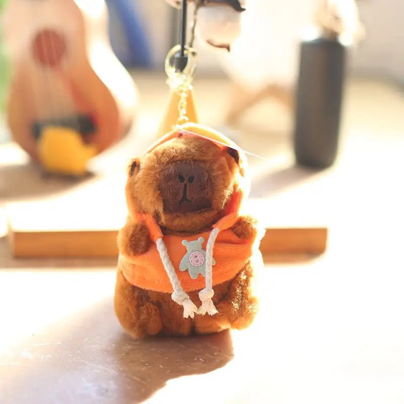 Cute Cartoon Capybara Plush Keychain Pendant Doll Bag Ornament with Clothes