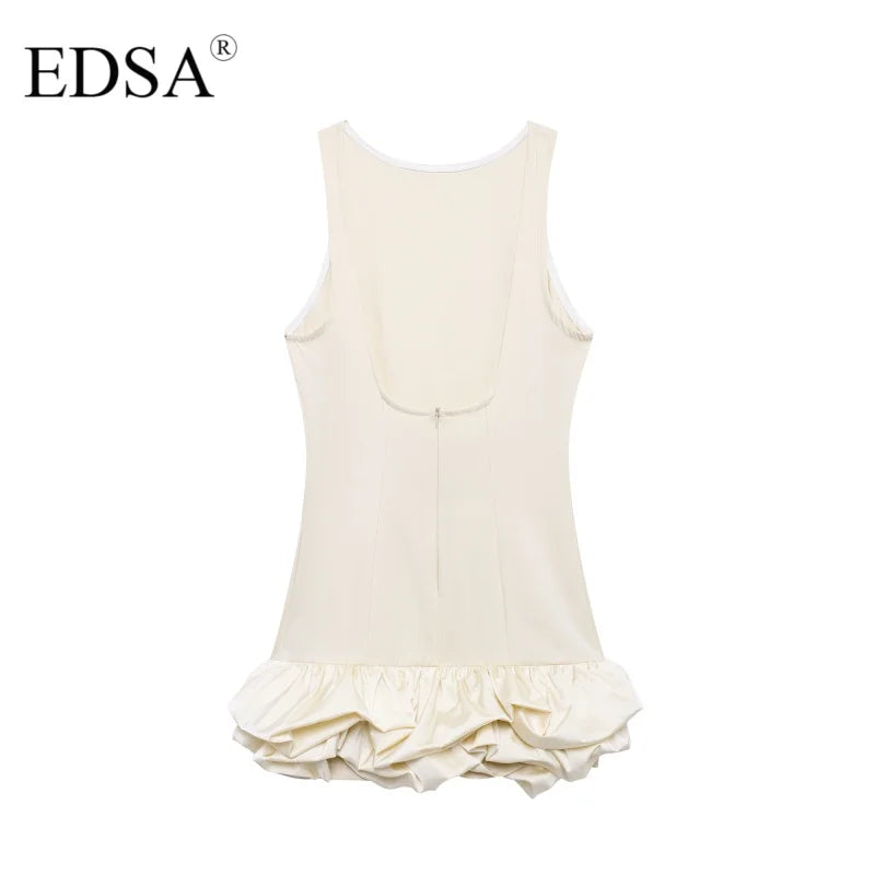 Backless Patchwork Mini Dress For Women Fluffy Hem Party