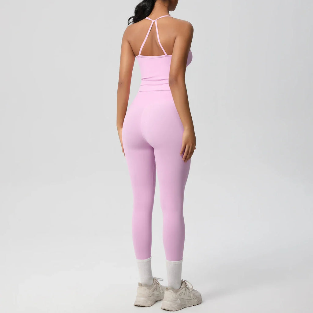 2PCS Nude Feeling Women's Yoga Set with Sports Bra and Leggings for Gym Fitness and Running