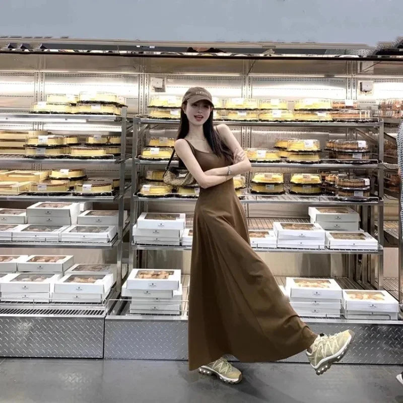 Black Backless Spaghetti Strap Dress Women Elegant Slim