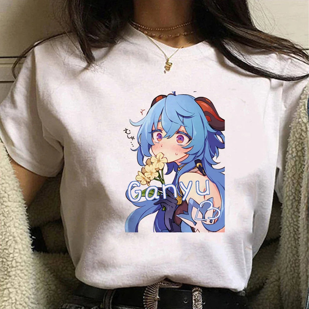 Genshin Impact Women's Comic T Shirt Japanese Style Soft Comfortable Tee