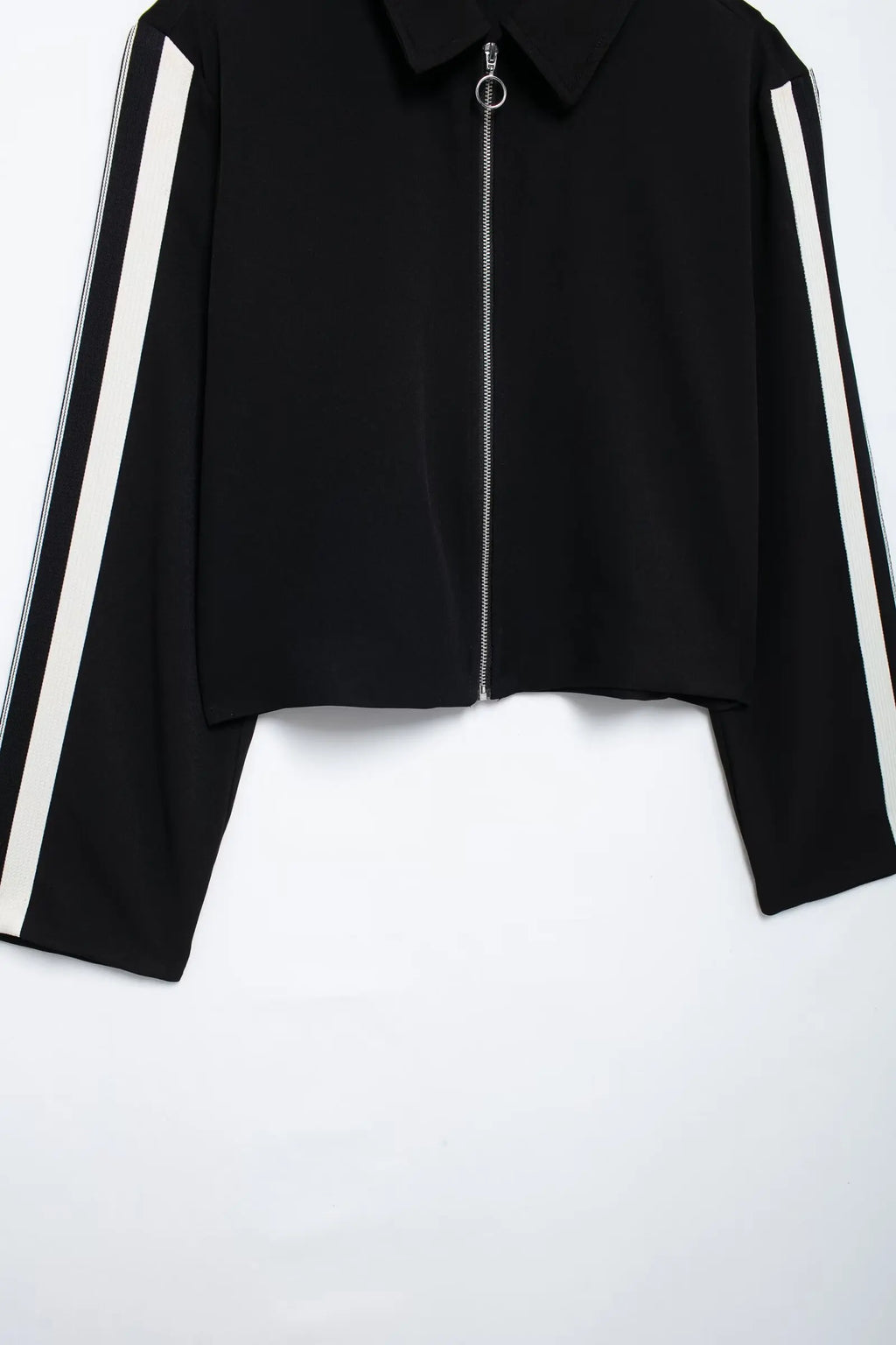 Women Casual Sports Suit with Side Stripe Long Sleeve Zipper Jacket and Wide Leg Pants