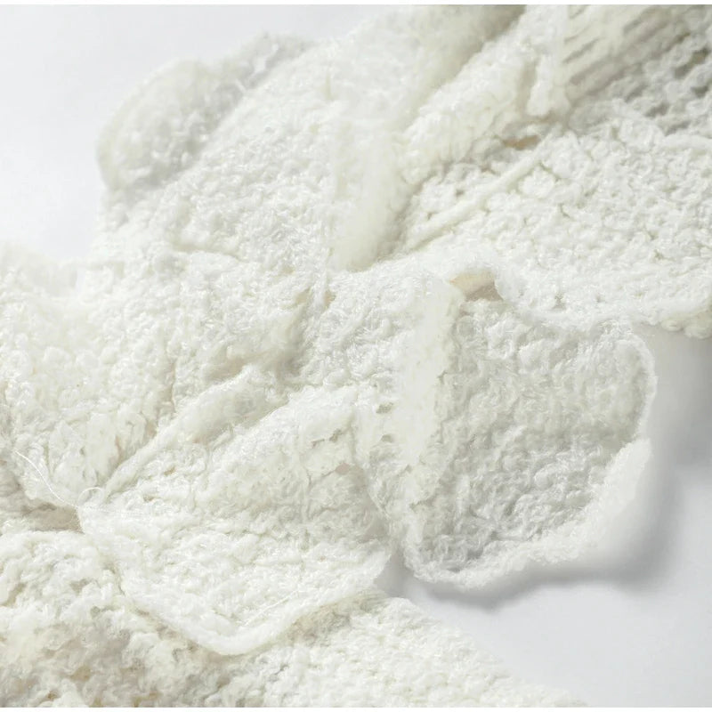 Beach Knit 3D Flower Mini Dress Backless Halter Sundress