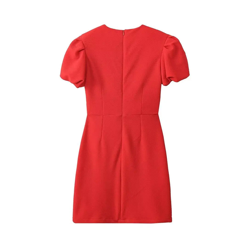 Elegant Red Bowknot A Line Mini Dress For Party Evening
