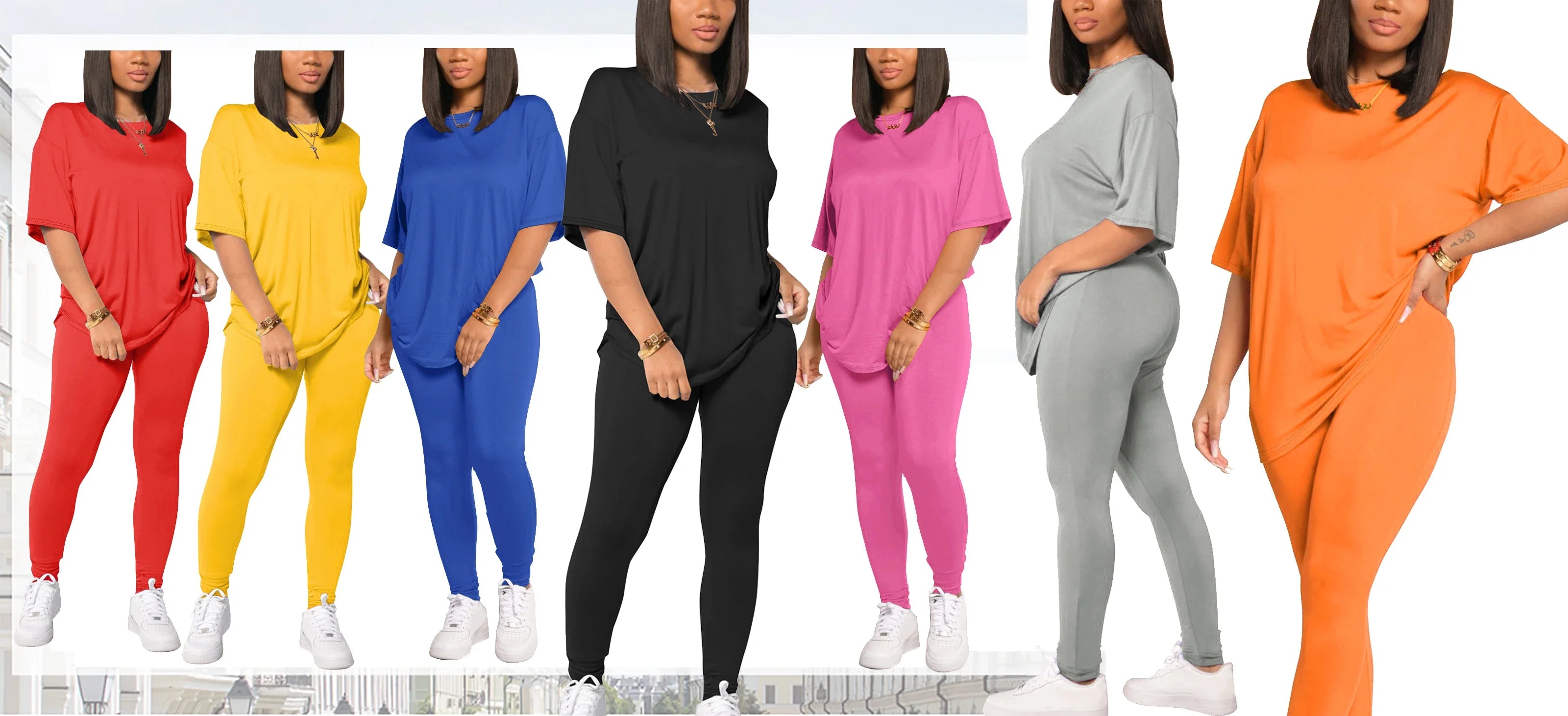 Women's Casual Two Piece Jogger Sets with Sweatshirt and Sweatpants